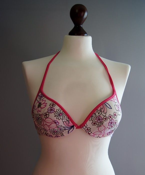 Bikini Lorin 70 B push up różowo-białe w kwiatki