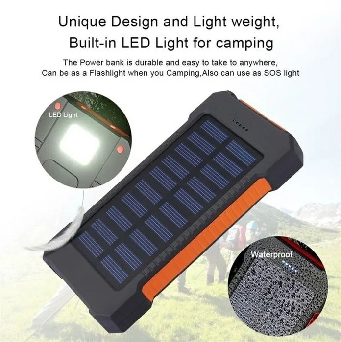 Power Bank Solar 30000 mAh à Prova de Água