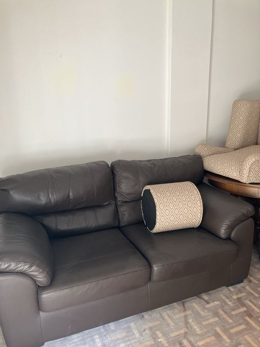 Sofas em pele castanhos