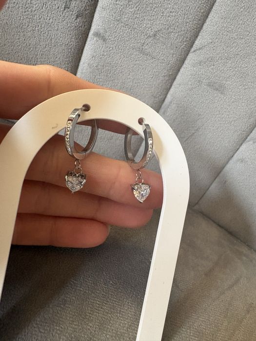 Kolczyki wiszace diament stal chirurgiczna