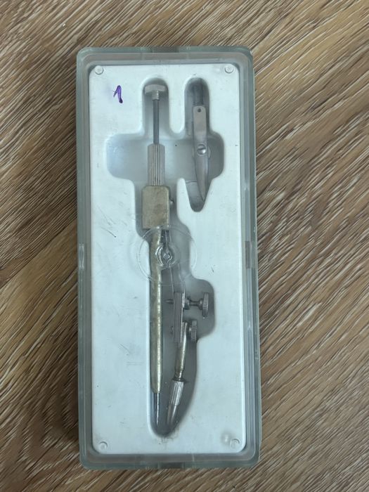 Cyrkiel Metalowy Precyzyjny z Wymienną Końcówką Etui Vintage