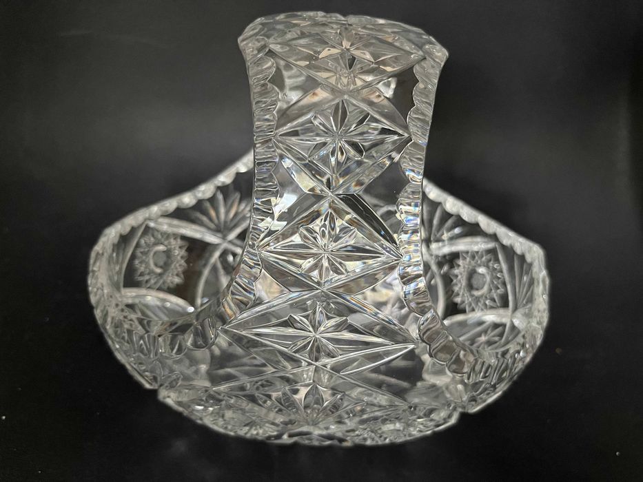 Nietuzinkowy zabytkowy kryształowy koszyk gruby kryształ antyk