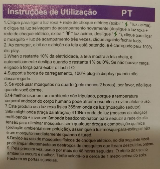 Eletrocutor de Mosquitos Novo