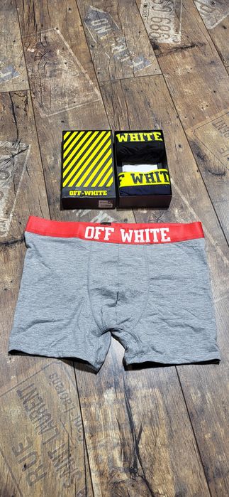 Off white 3 pary bokserki męskie bawełna premium opakowanie XL
