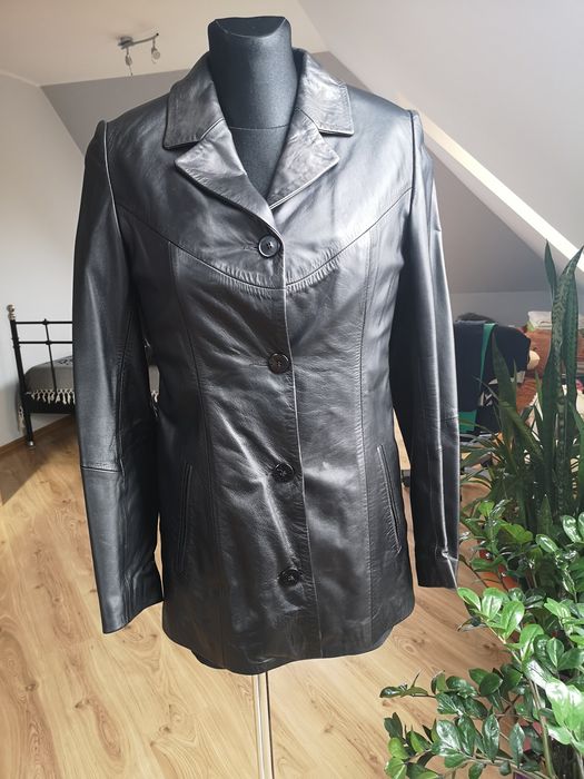 Czarna kurtka skórzana damska skóra elegancka XS