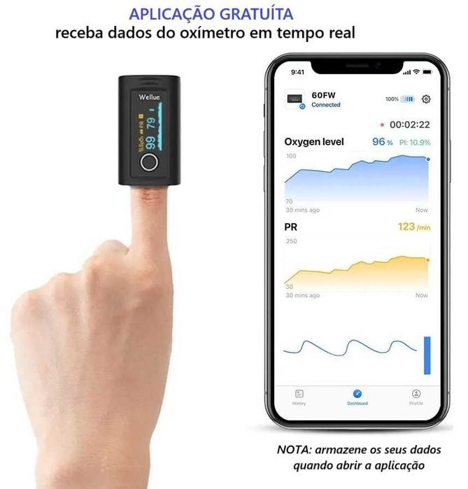 Oxímetro de Dedo (com bluetooth) - NOVO