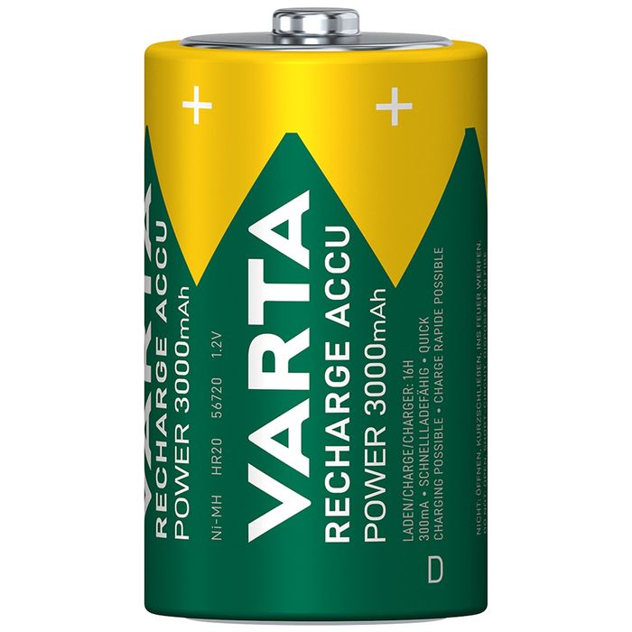 2 Bateria recarregável Varta D 3000mAh