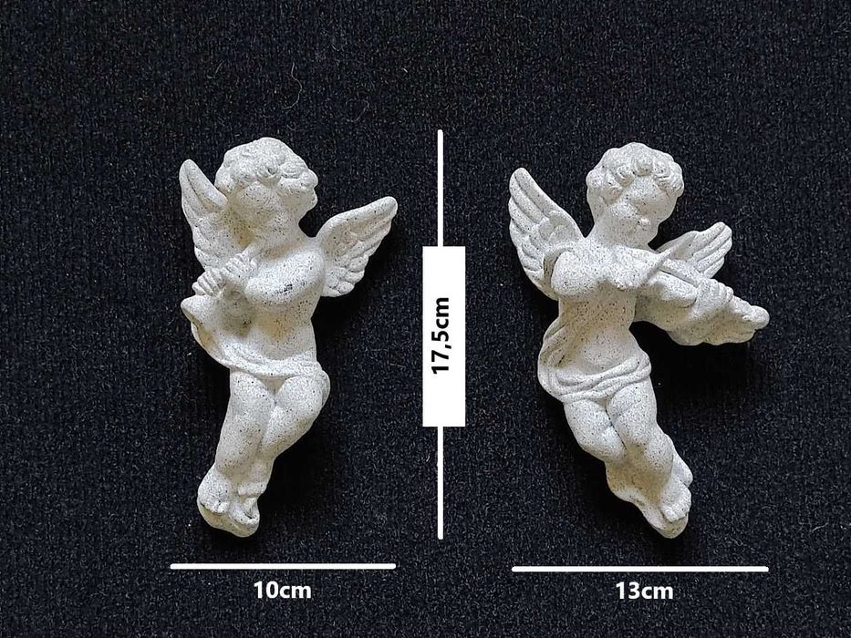 Estatuetas de pendurar figuras anjos músicos gesso imitação granito