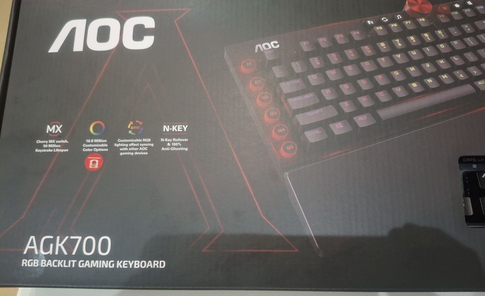Teclado de computador mecânico, AOC_ Agk 700, NOVO, fechado na caixa.