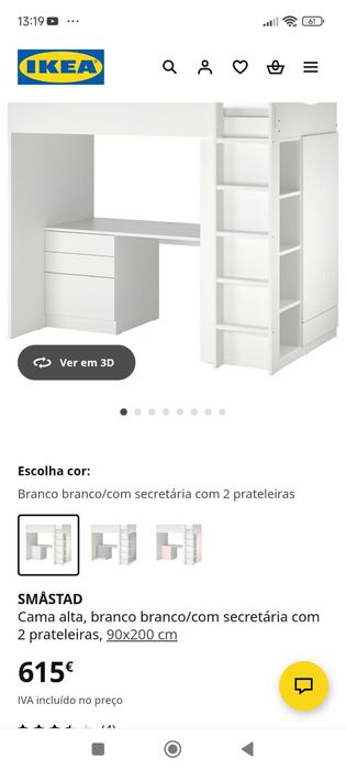Cama alta com secretária IKEA