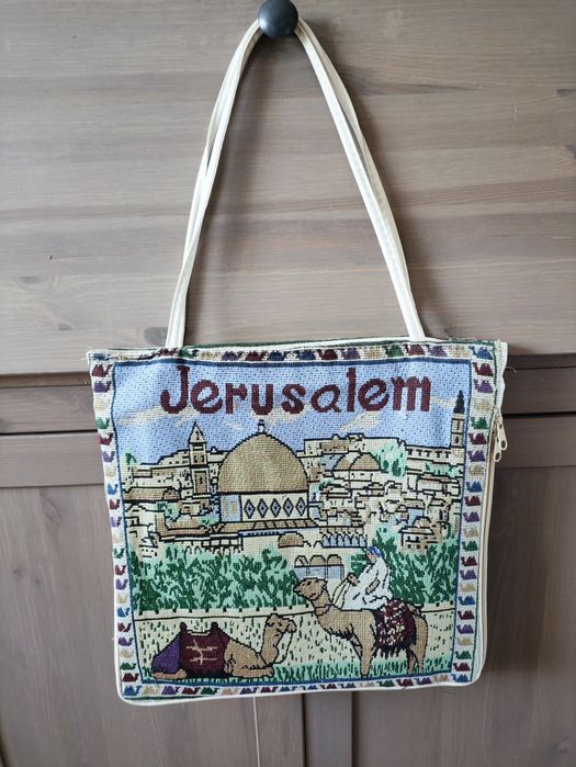 Jerusalem :)Gobelinowa torba na ramię – Pamiątka z Jerozolimy (Izrael) | UNIKAT!