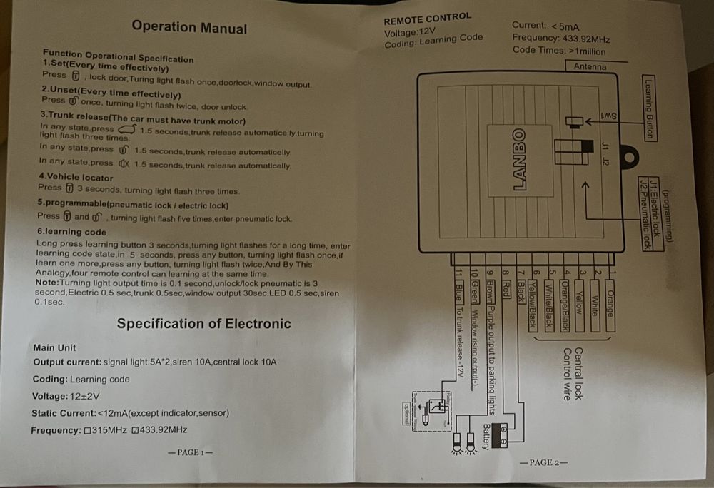 Sistema Fecho central a distância para adaptar com comando
