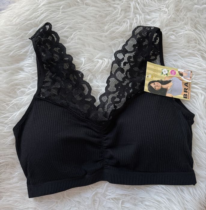 Stanik biustonosz czerny koronka L XL nowy