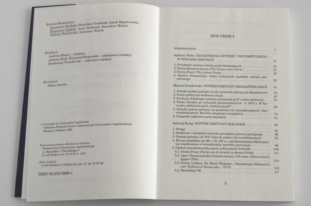 "Współczesne systemy partyjne wybranych państw europejskich"