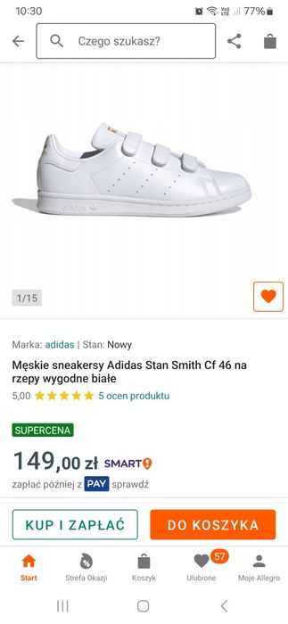 Nowe buty męskie adidas stan smith 46