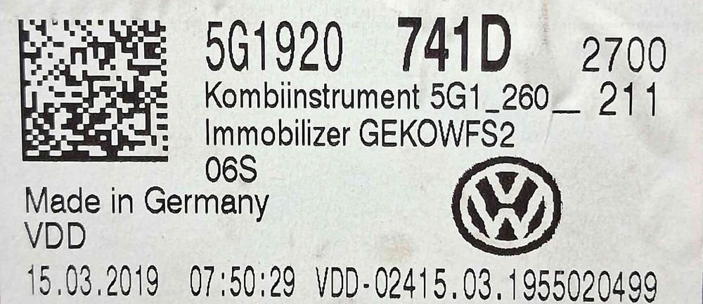 Quadrante / Painel de Instrumentos 5G1920741D - VW GOLF VII