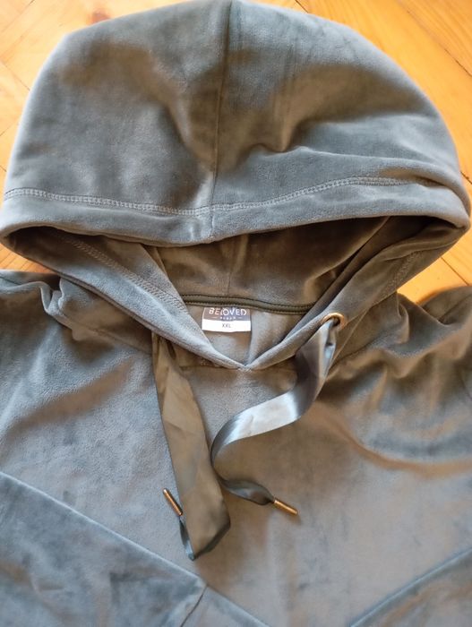 Bluza welurowa XXL butelkowa zieleń