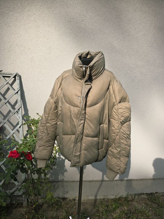 JJXX puffer kurtka zimowa oversize XL beż taupe y2k vintage casual wysoki kołnierz