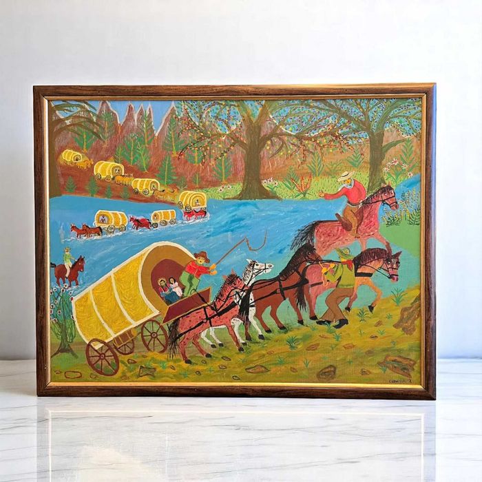 Obraz olejny "Tabor", sygnowany Ryszard Olewiński, 2008 r.