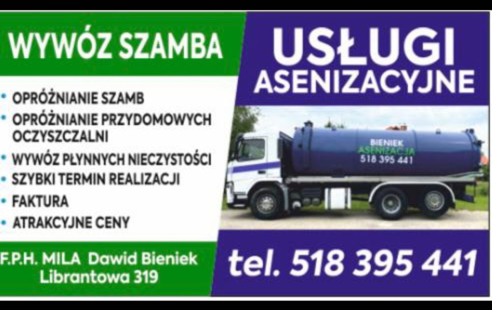 Wywóz szamba  oczyszczalni przydomowych  Wywóz ścieków nieczystości.