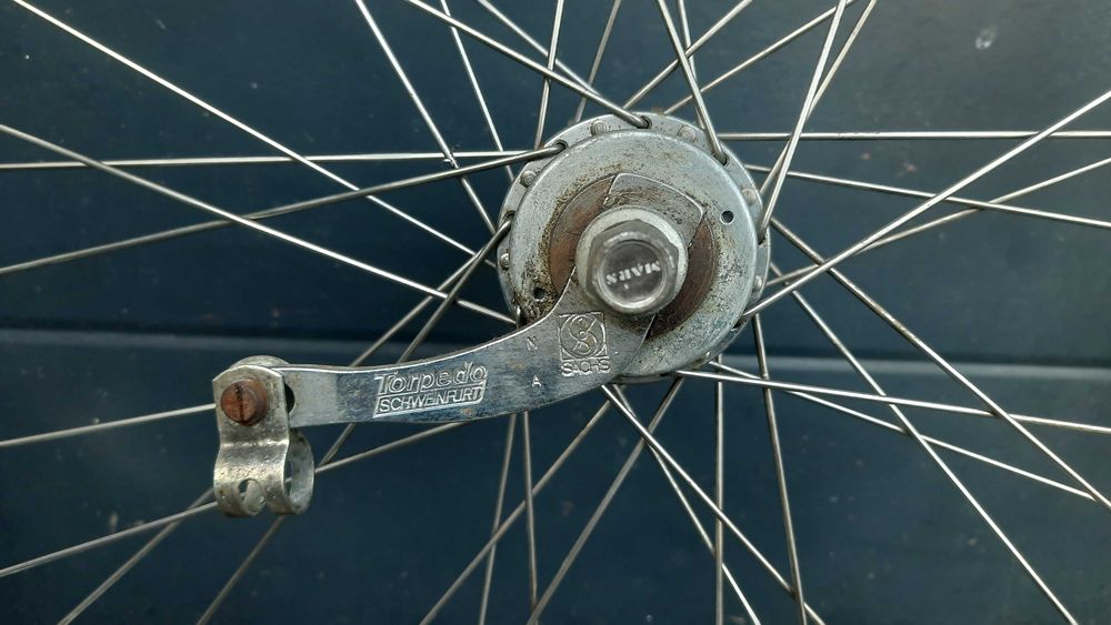Retro komplet kół 26 cali 3 biegowe Sachs stal nierdzewna