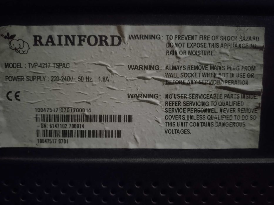 42 дюйма ВЕЛИКИЙ Rainford TVP-4217 телевізор плазма телік Т2 приставка