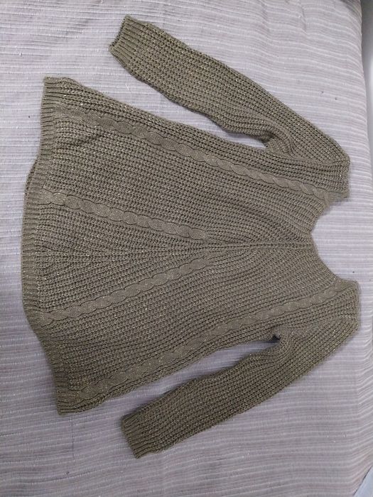 Camisola de malha verde seco com brilhantes - tamanho M