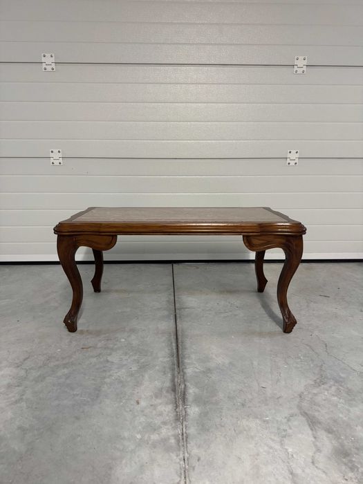 Mesa de centro Vintage de madeira com mármore