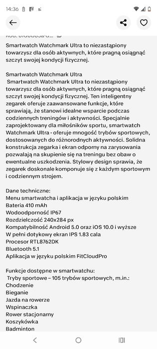 Zegarek watchmark ultra Nowy