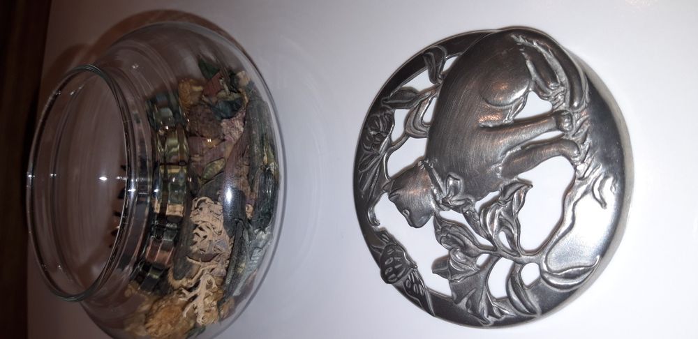 Stary kolekcjonerski ażurowy pojemnik szklany