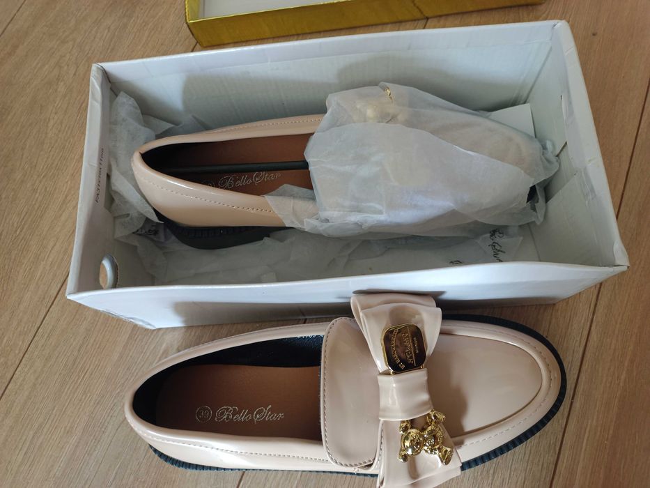 Buty damskie 37 mokasyny lakierkowe