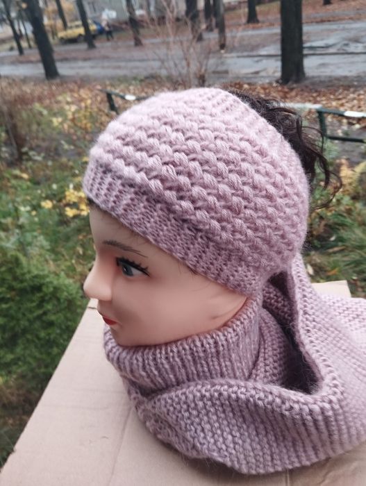 Шапки вязаные,Капор-Капюшшон из Ангоровой пряжи