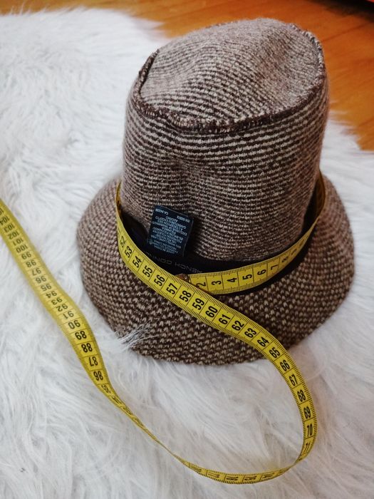 Kapelusz, fedora, french connection, brązowy, karteczka, 80% wełna