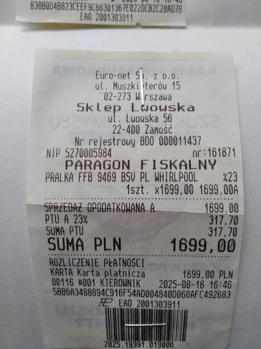 Sprzedam pralkę WHIRLPOOL na gwarancji