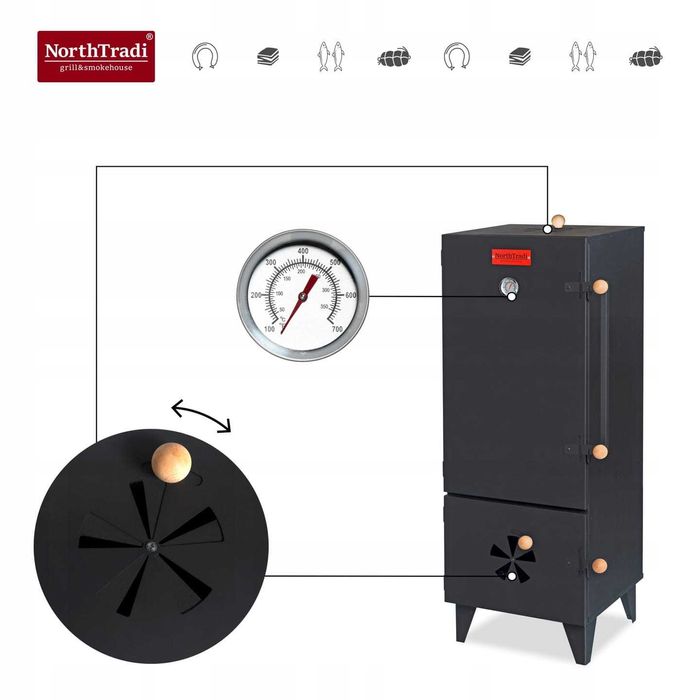 Wędzarnia Ogrodowa Domowa Stalowa 2w1 PREMIUM – GRILL + WĘDZARNIA