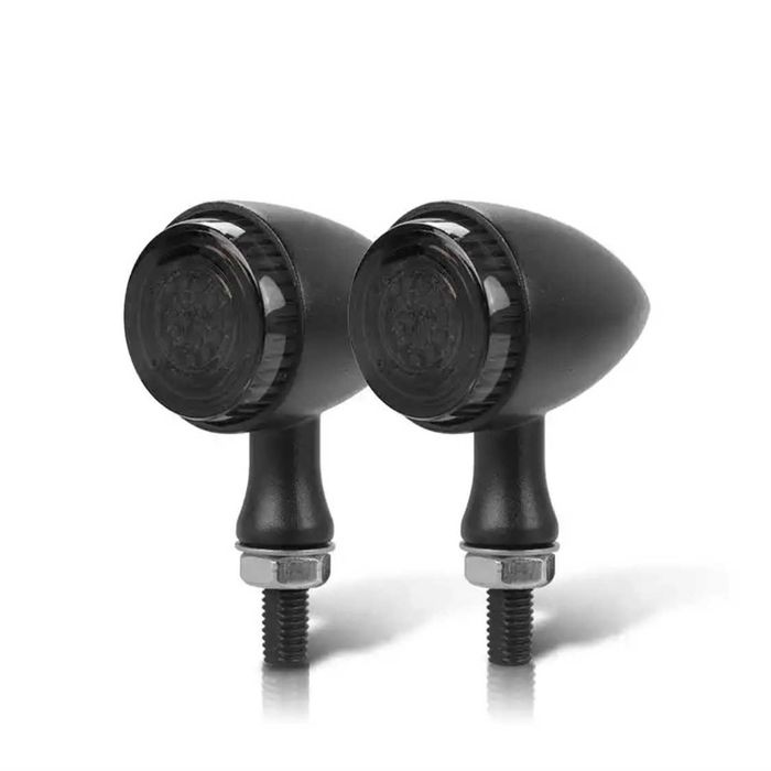 Par de Piscas Bala LED Alumínio Lente Escurecida