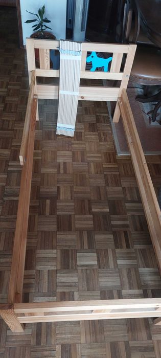 Cama criança c/estrado ripas, faia, 70x160 cm + Colchão de espuma