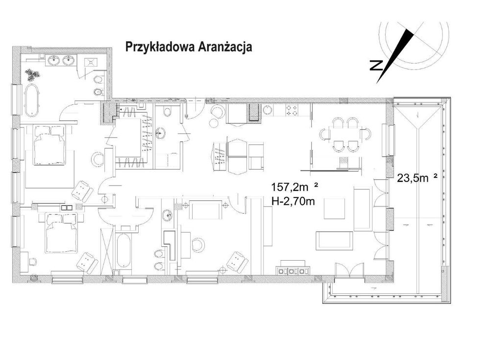Apartament z dużym tarasem możliwość 5 pokoji