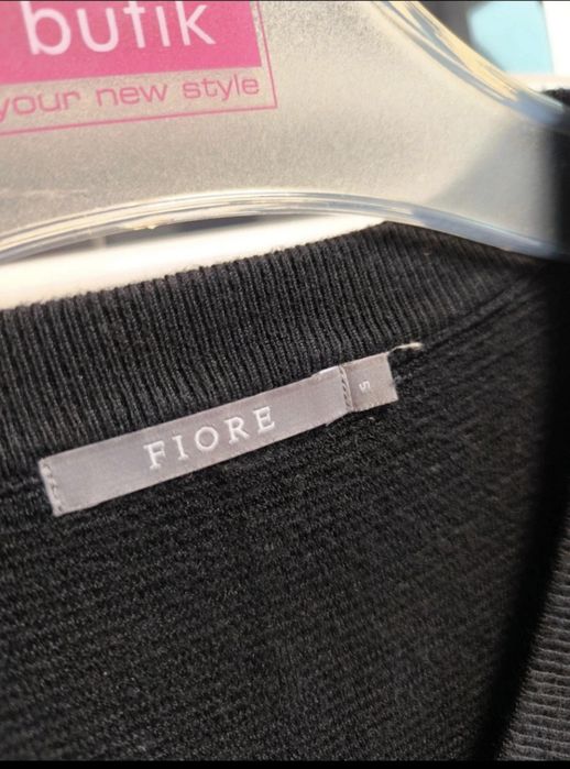 Dzianinowy czarny sweter mięsisty prążek Fiore r. S 36 wiskoza