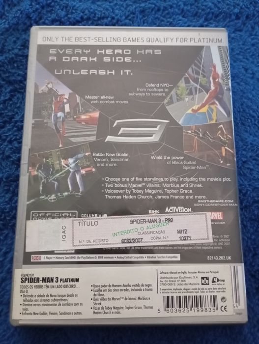 Spiderman 3 Platinum Ps2