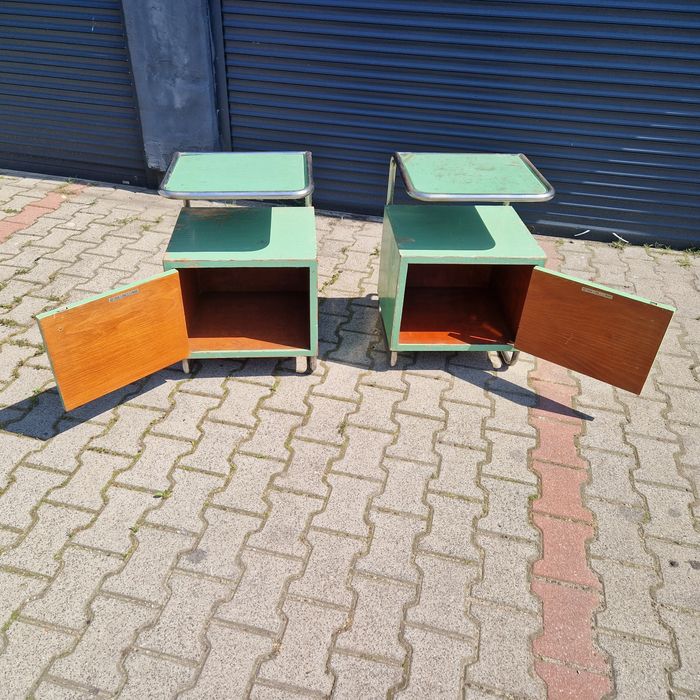 Para szafek- Bauhaus chrom sygnowane Vintage Design
