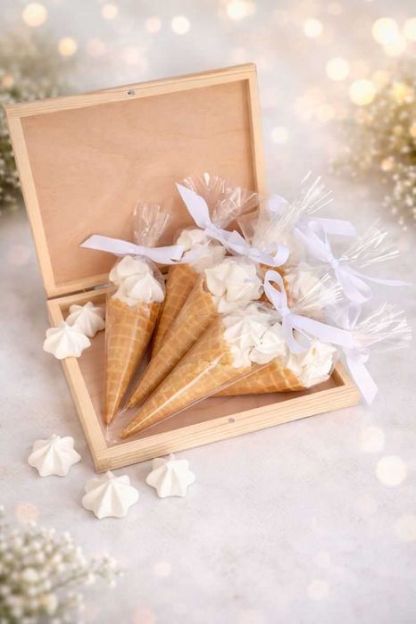 Rożek bezowy - podziękowanie dla gości BIAŁY bez bileciku