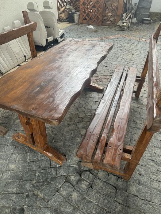 Стіл з лавицями садовий в альтанку (комплекс) з масиву