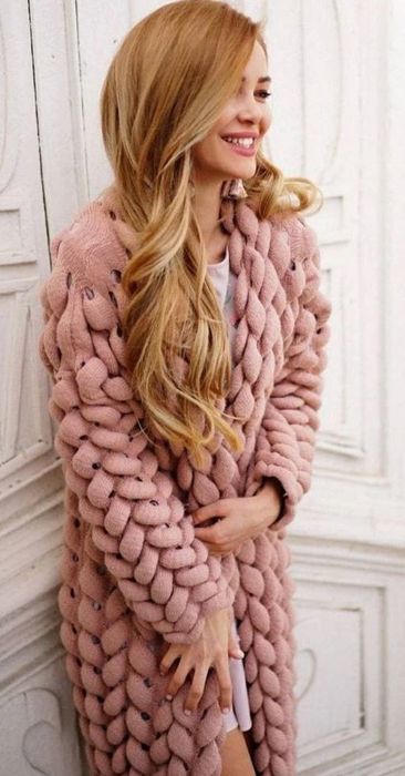 Luksusowy, premium sweter kardigan o grubym splocie, rozmiar uniwersal