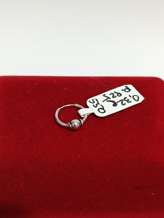 Srebrny kolczyk kółko z kuleczką, srebro próby 925