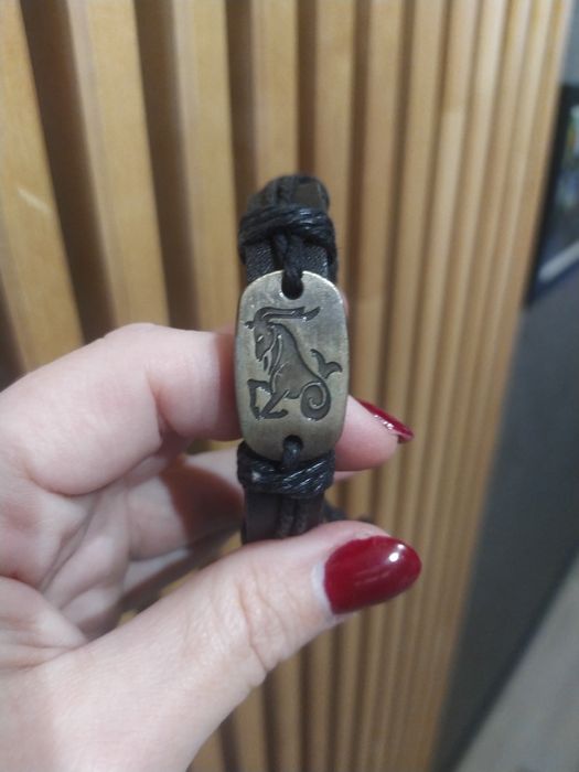 Bransoletka skórzana męska KOZIOROŻEC regulowana