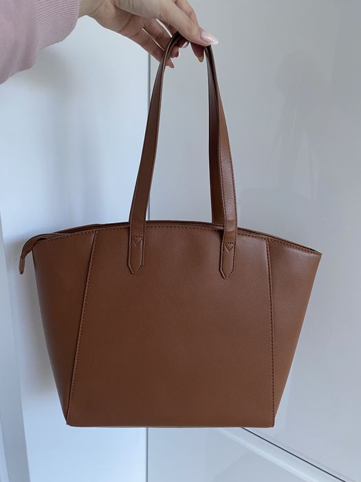 Torba na ramię, szoperka, pojemna, brązowa