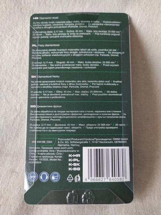 Frezy diamentowe Parkside 20 sztuk nowe