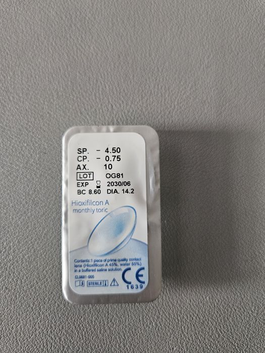 Soczewki kontaktowe Aqua view toric -4.5
