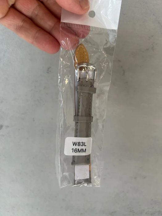 Pasek do zegarka W83L 16 mm szary ze srebrną klamrą
